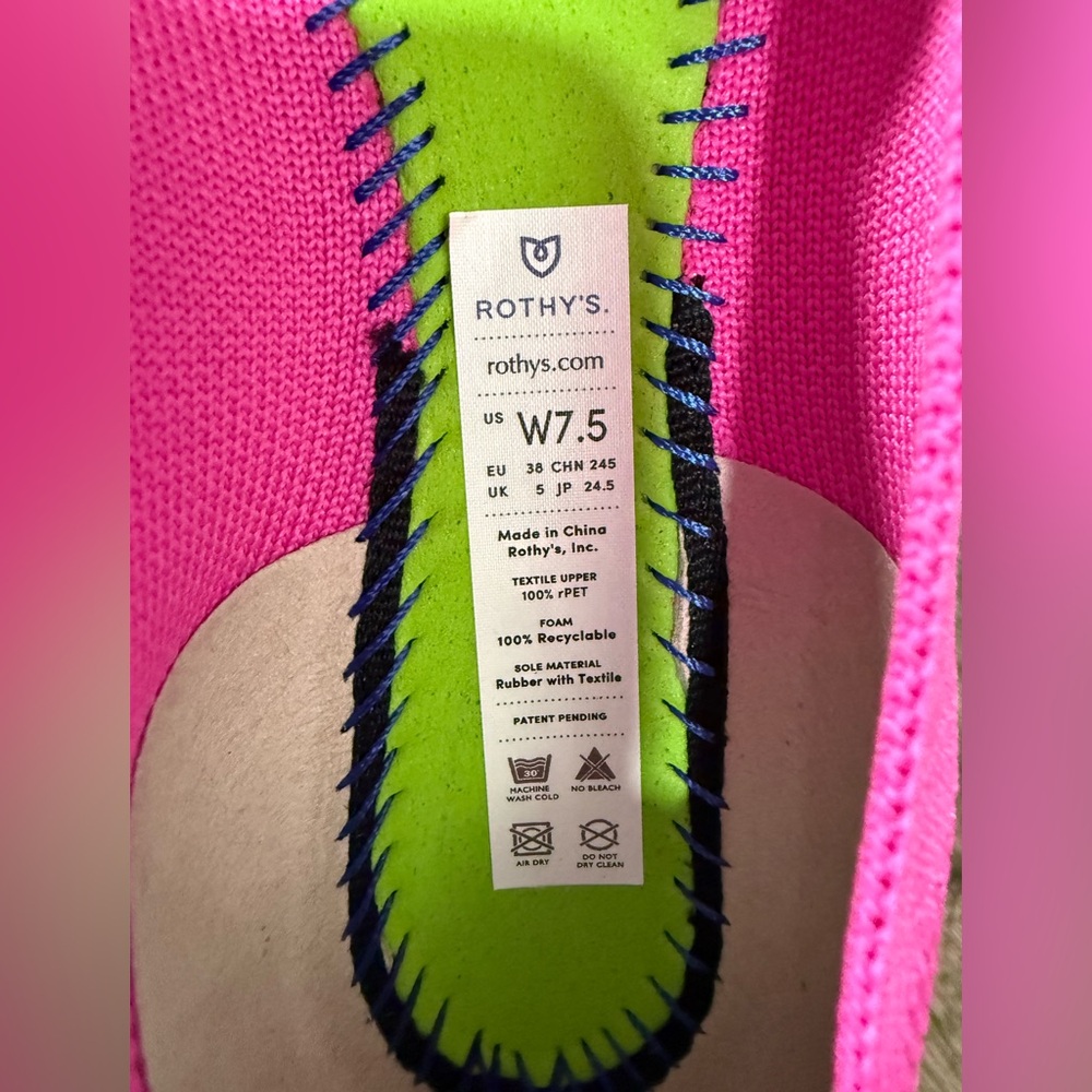 Rothy's Pointy Toe Flat DRAGON FRUIT NEW SZ 7.5 - Picture 11 of 12